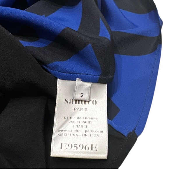 Sandro Silk Sleeveless Blouse Top Black Blue - Picture 4 of 5